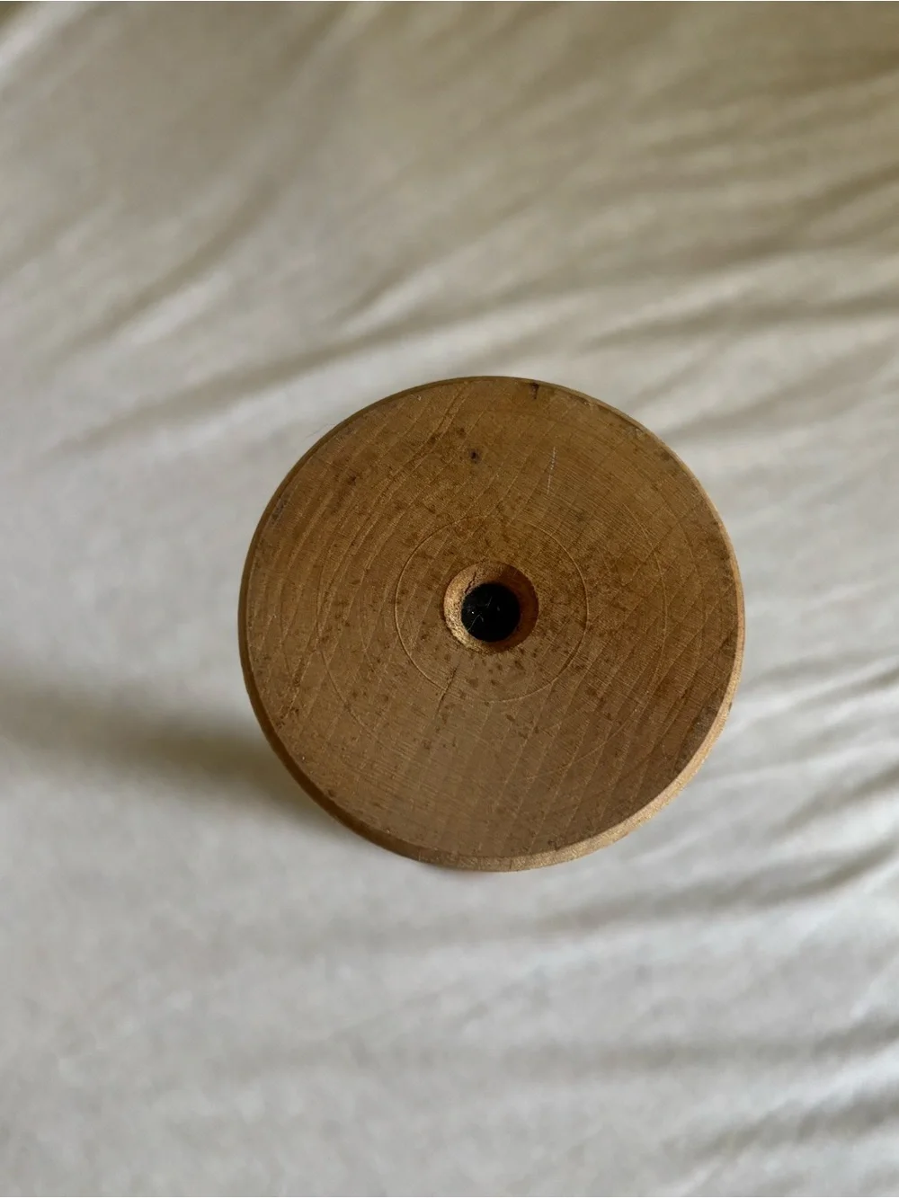 Sculptural Natural Wood Turned Candlestick Holder 11” Primitive Rustic Decor